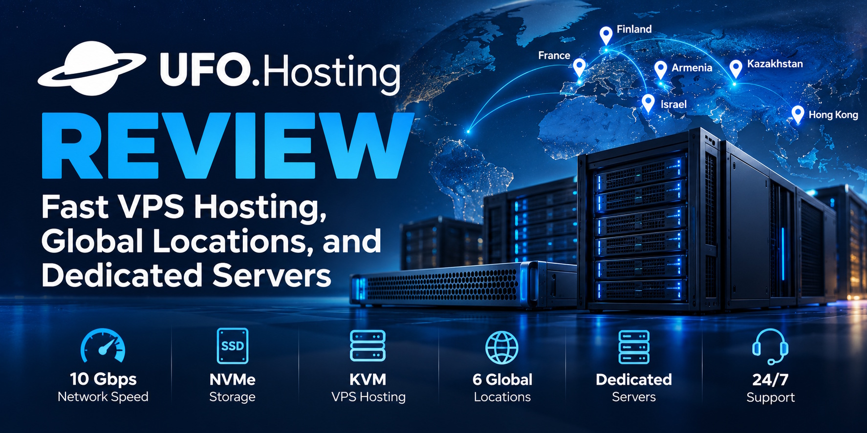 UFO.Hosting VPS hosting review featuring high-speed servers and global locations